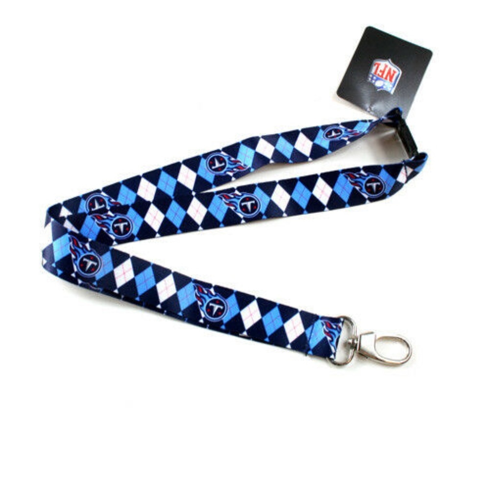 NFL Licensed Tennessee Titans Argyle Lanyard Key Badge Holder NWT